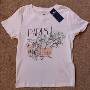 Hollister White Short Sleeve Paris Graphic Tee